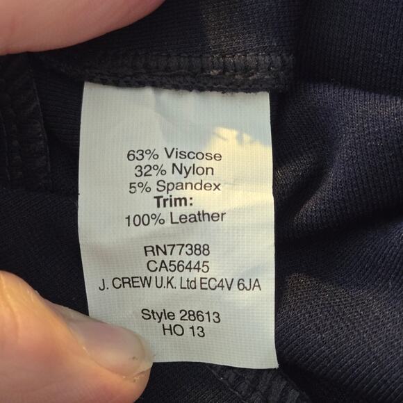 J Crew Womens NWOT Pants Size 8 Leather Trim Dark Navy Skinny Leg - Picture 5 of 7